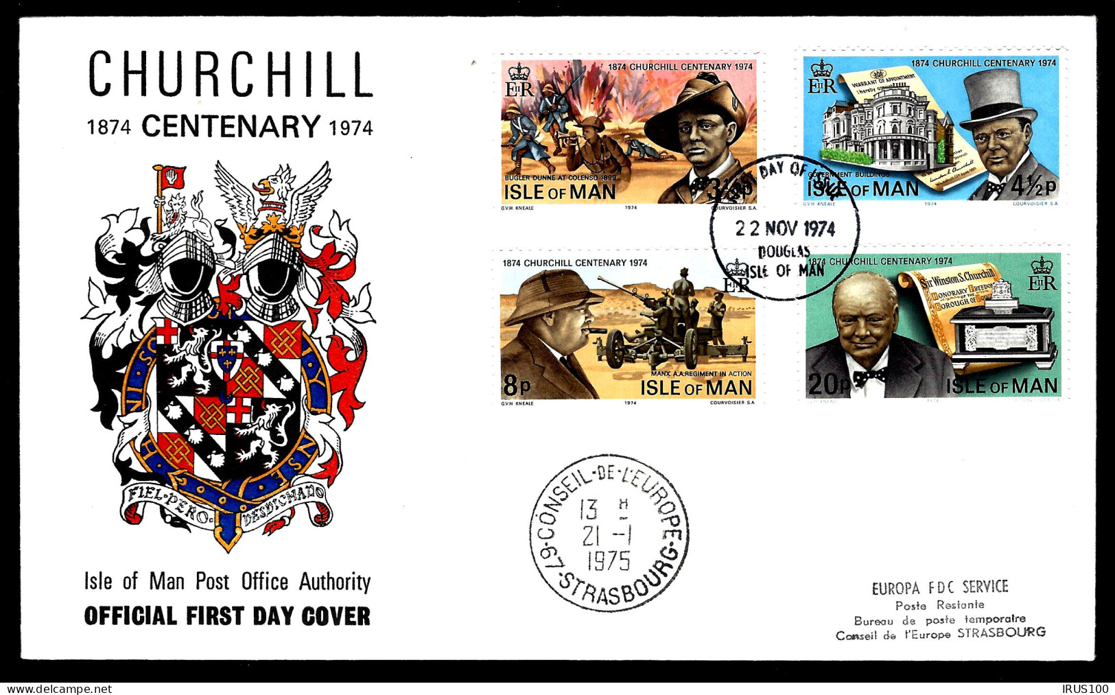 WINSTON CHURCHILL - CENTENAIRE - ISLE OF MAN - (2 ENVELOPPES) - Sir Winston Churchill