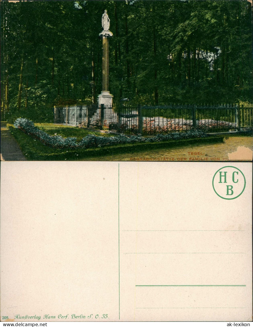 Ansichtskarte Tegel-Berlin Grabstätte 1912 - Tegel