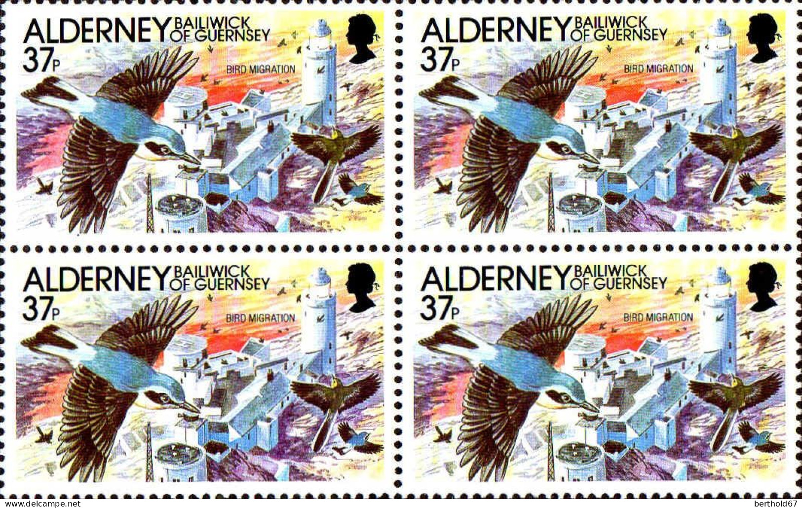 Aldeney-Aurigny Poste N** Yv: 49/53 Phare Des Casquets Histoire Bloc De 4 - Alderney