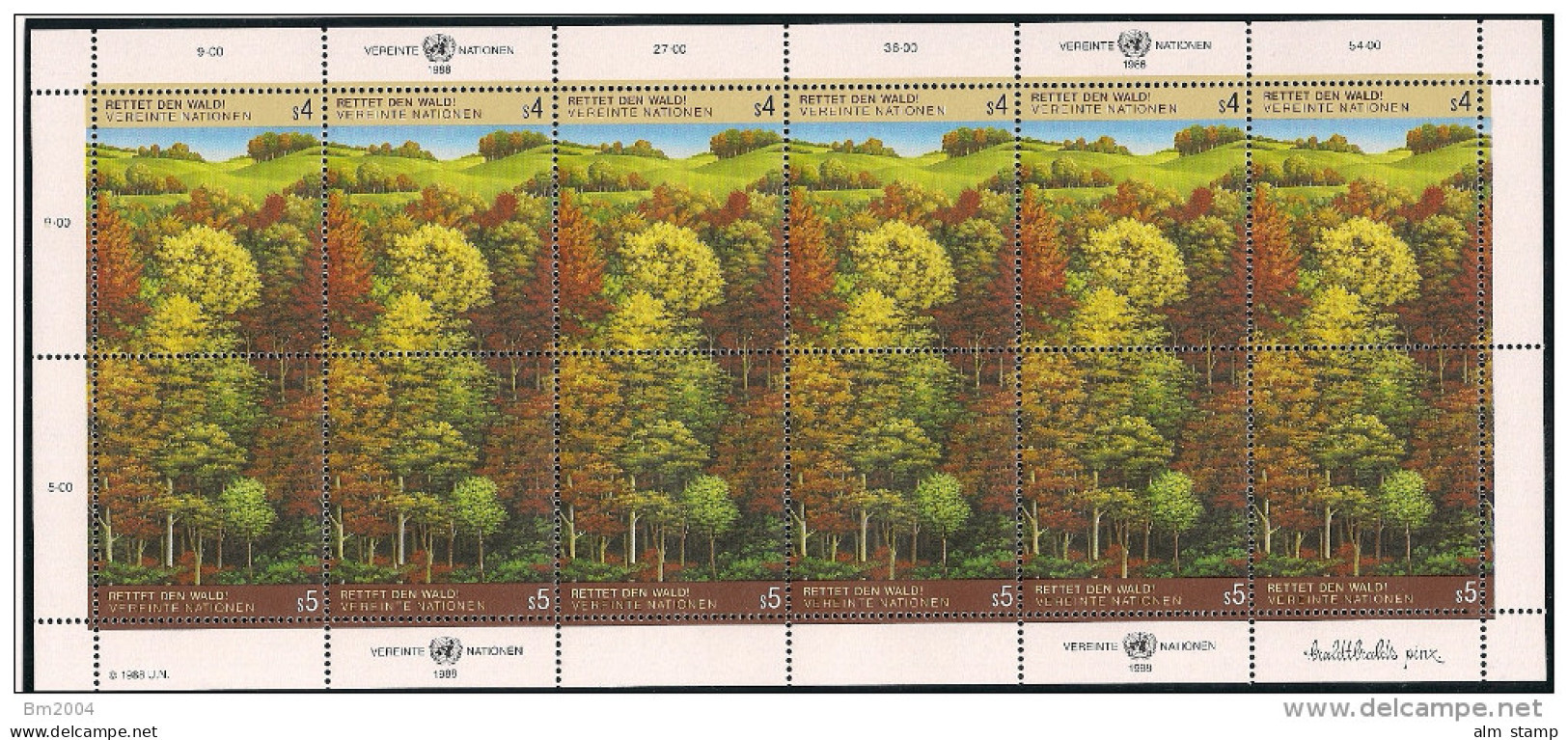 1988 UNO Wien  Mi. 81-2**MNH  Sheet  Rettet Den Wald - Blocks & Kleinbögen