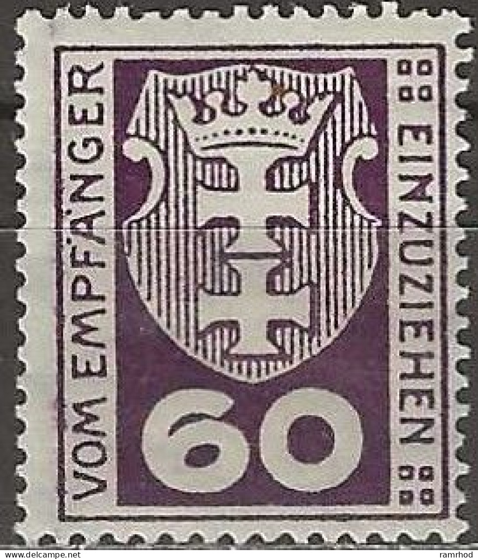 DANZIG 1921 Postage Due - 60pf. - Purple MH - Strafport