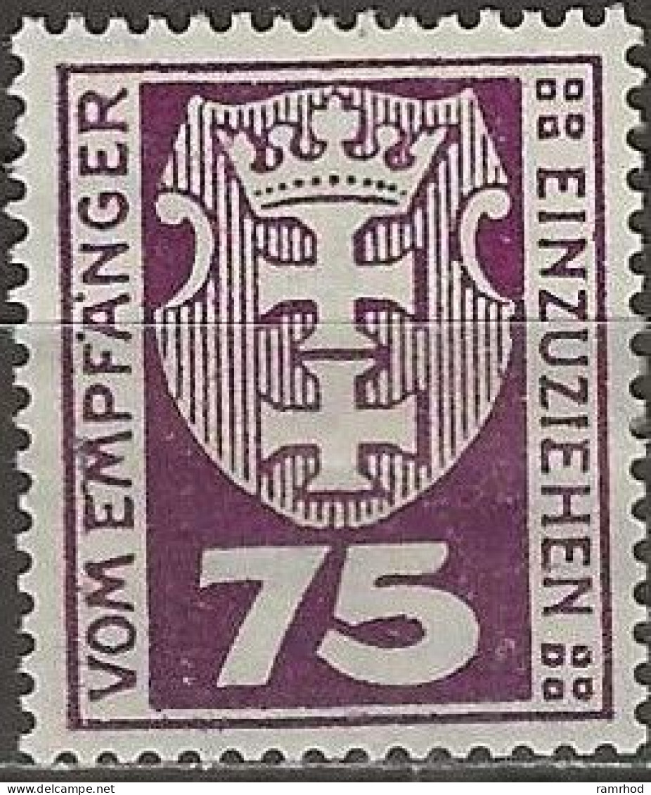 DANZIG 1921 Postage Due - 75pf. - Purple MH - Taxe