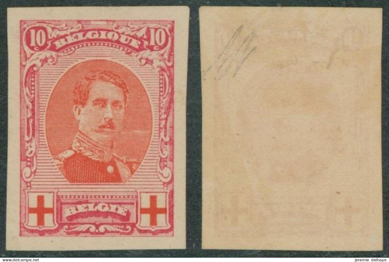 Croix-rouge - N°133 Non Dentelé / Ongetand + Variété : Balafre (V3). Rare ! - 1914-1915 Rode Kruis
