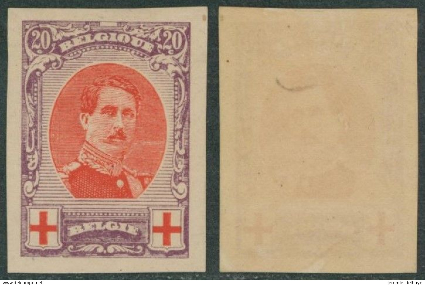 Croix-rouge - N°134 Non Dentelé / Ongetand + Variété : Balafre (V2). Rare ! - 1914-1915 Rode Kruis
