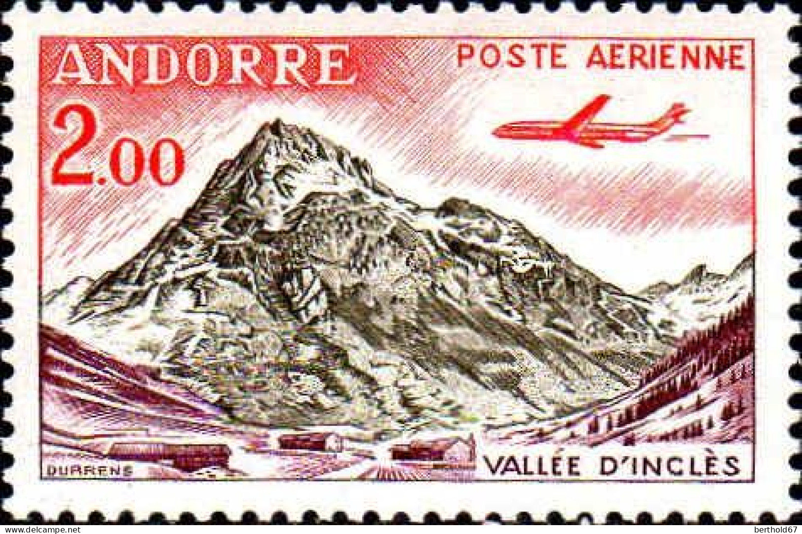 Andorre (F) Avion N** Yv:5/8 Vallée D'Inclès - Poste Aérienne