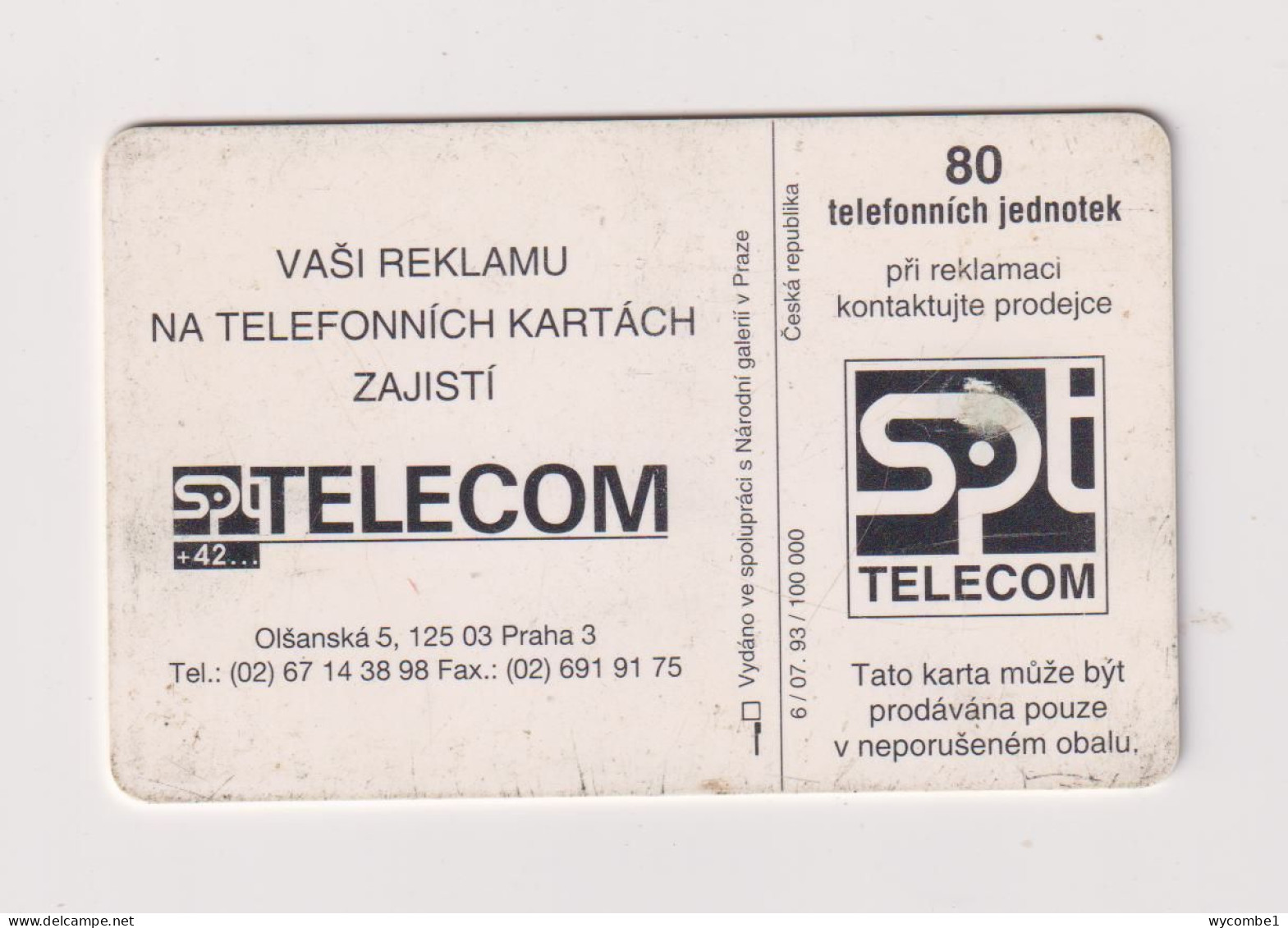 CZECH REPUBLIC - Picasso Chip Phonecard - Repubblica Ceca