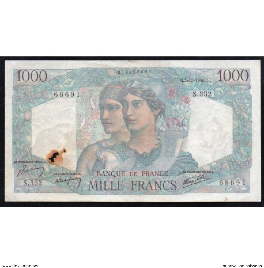 FAY 41/17 - 1000 FRANCS MINERVE ET HERCULE - 03/10/1946 - PICK 130 - TB+ - 1 000 F 1945-1950 ''Minerve Et Hercule''