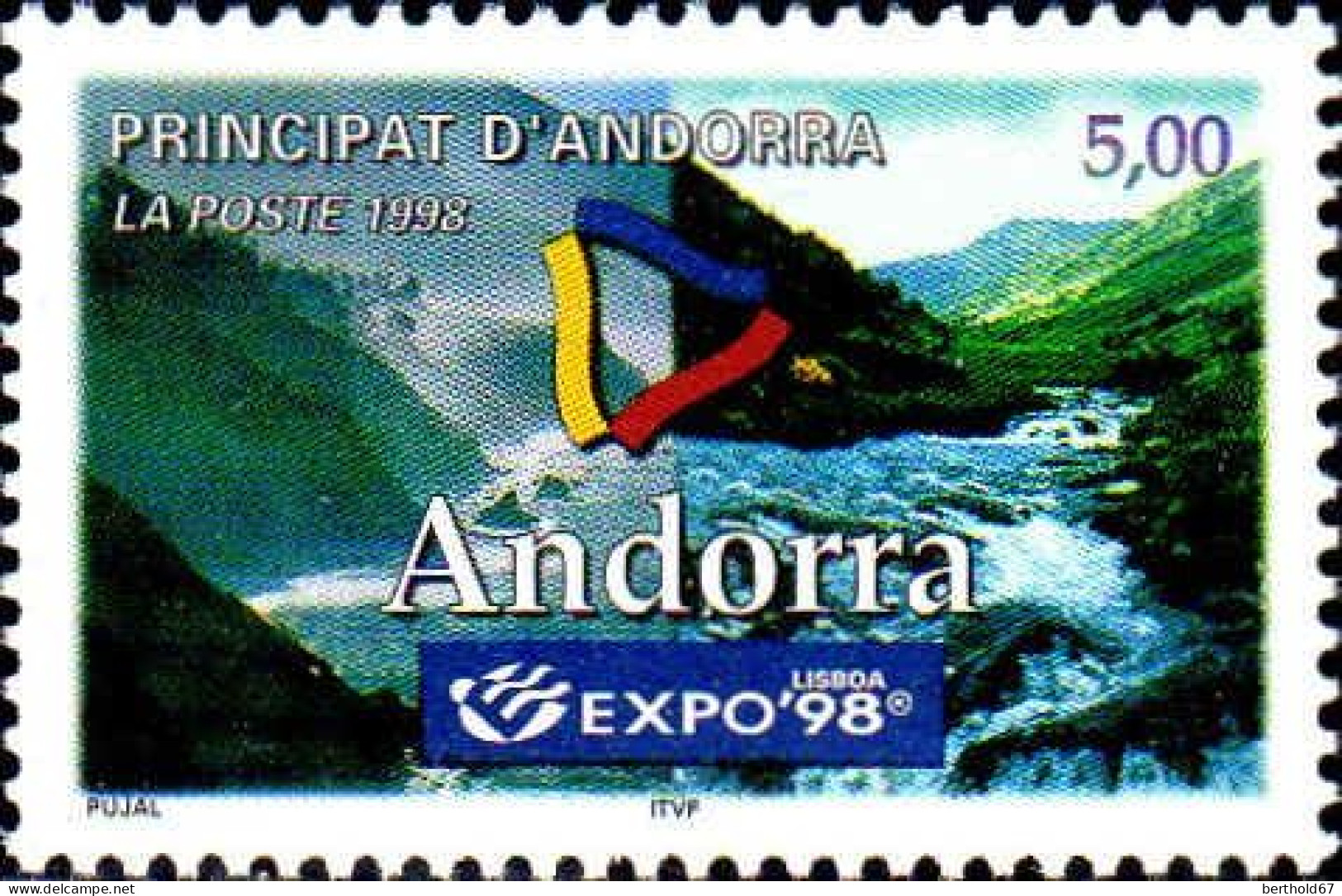 Andorre (F) Poste N** Yv:505 Mi:526 Andorra Expo'98 (Thème) - 1992 – Sevilla (Spanien)