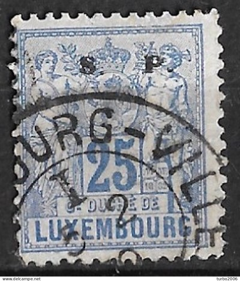 Luxemburg 1882 SERVICE Stamp 25 C Blue Allegrie Overprinted S.P. Michel D 42 - Dienst