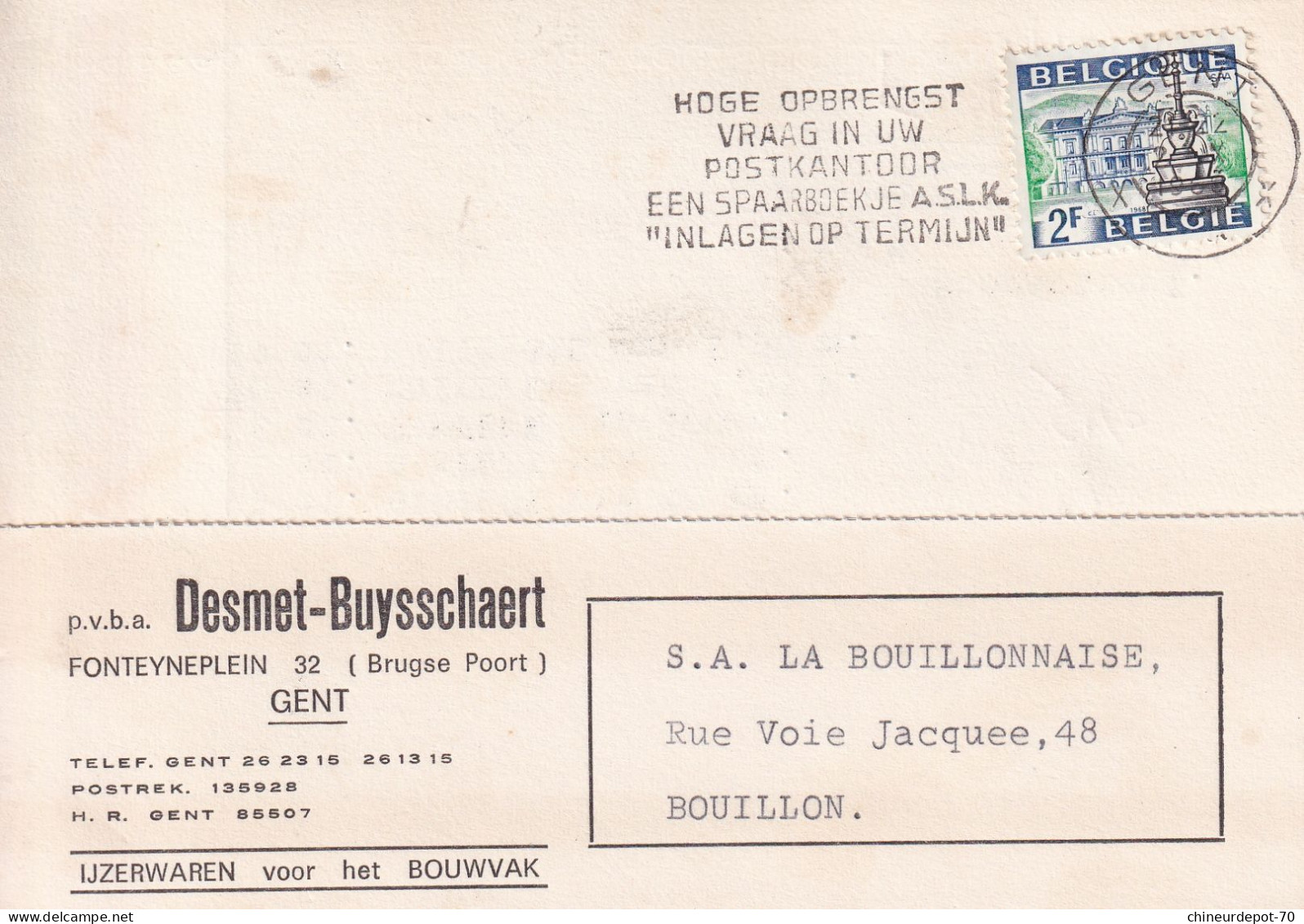 1968 Desmet Buysschaert Gent La Bouillonnaise Bouillon Bestelling Commande Octobre 1968 - Storia Postale