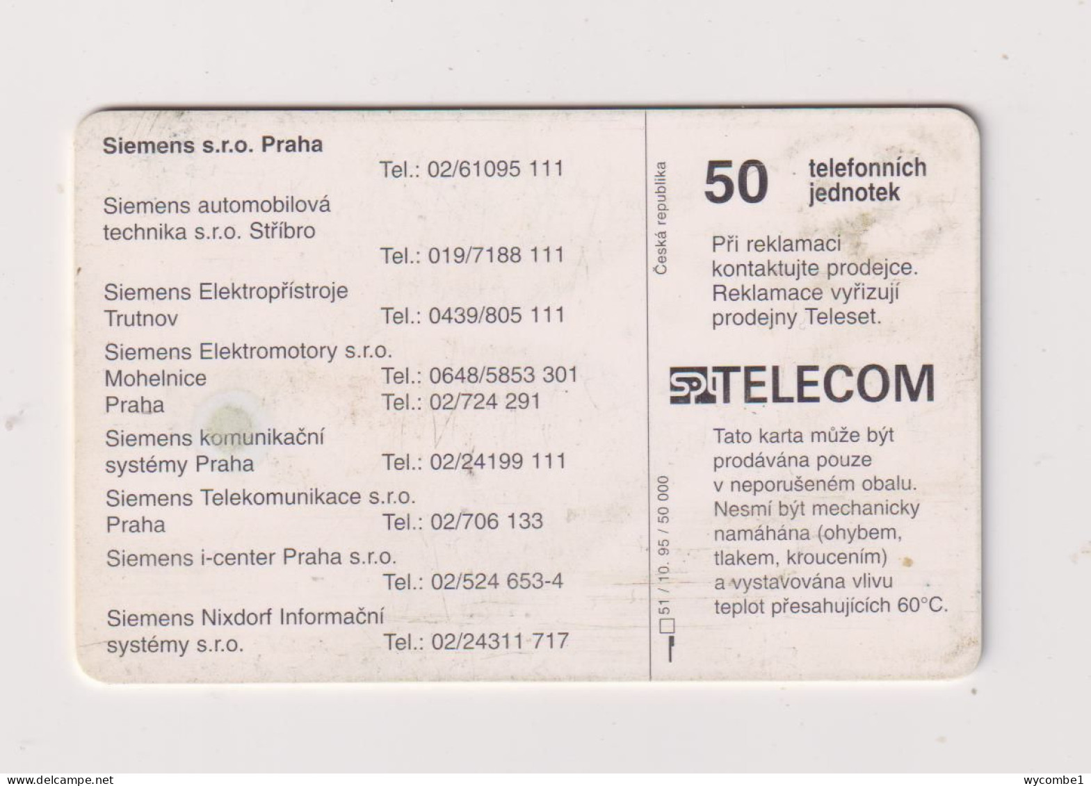 CZECH REPUBLIC - Siemens Chip Phonecard - Tschechische Rep.