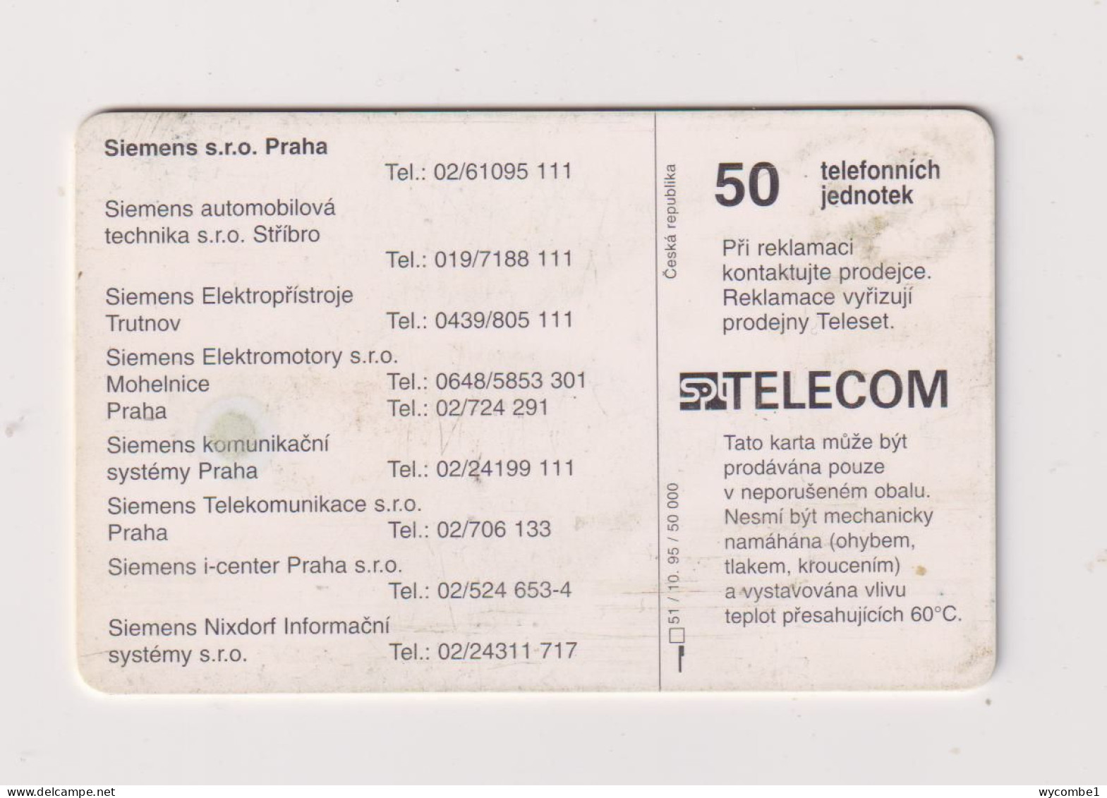 CZECH REPUBLIC - Siemens Chip Phonecard - Tchéquie