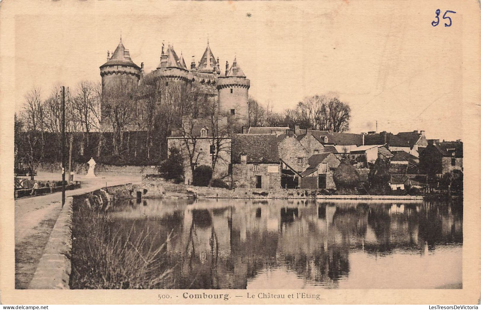 FRANCE - Combourg - Vue Générale à L'extérieur Du Château - Le Château  Et L'étang - Carte Postale Ancienne - Combourg