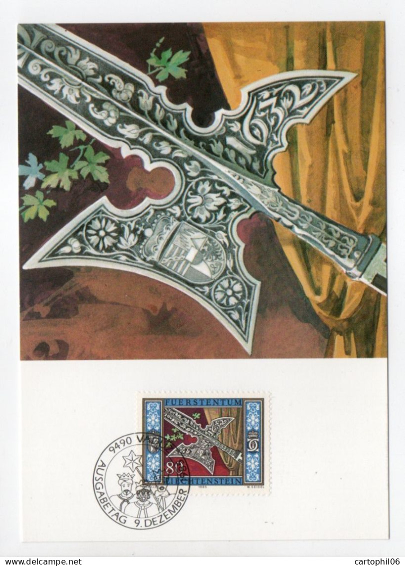 - 3 Cartes Postales VADUZ (Liechtenstein) 9.12.1985 - Série Complète ARMES DE LA GARDE DU PRINCE - - Lettres & Documents