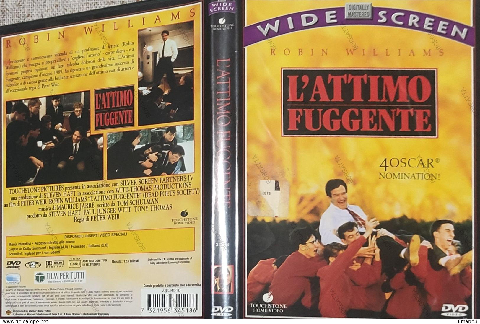 BORGATTA - DRAMMATICO- Dvd L' ATTIMO FUGGENTE - ROBIN WILLIAMS - PAL 2 - WARNER 1989 - USATO In Buono Stato - Drame