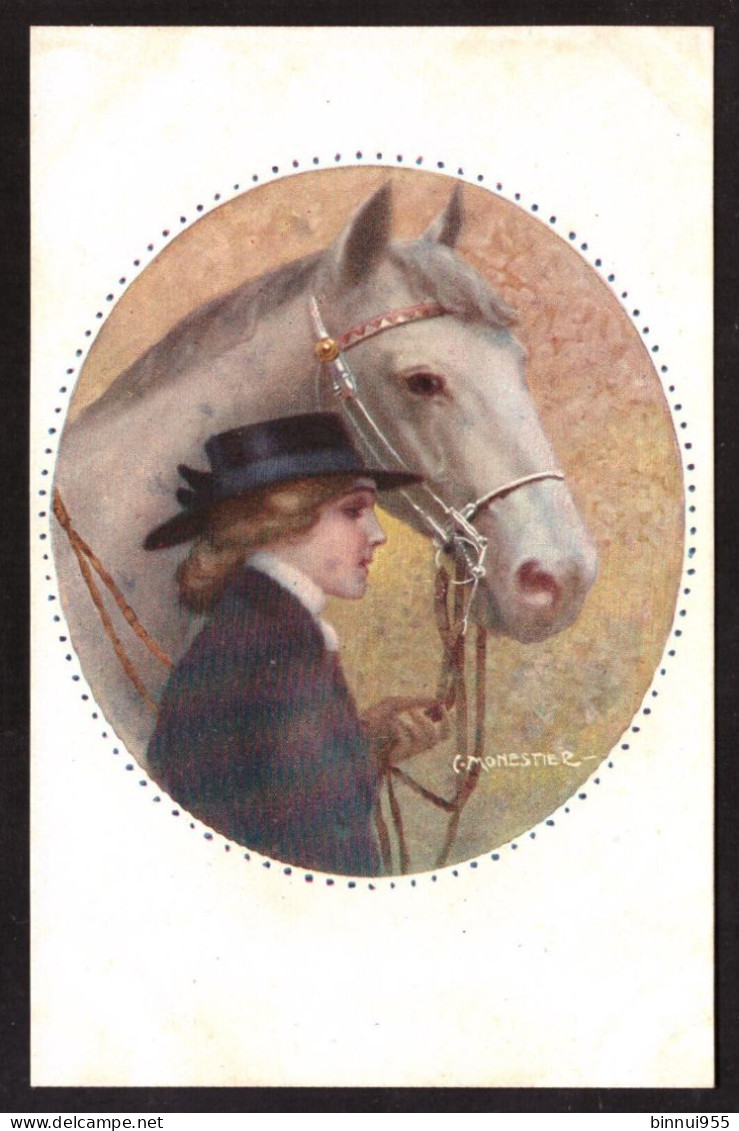 Cartolina Illustratore C. Monestier Signora Con Cavallo - Non Viaggiata - Monestier, C.