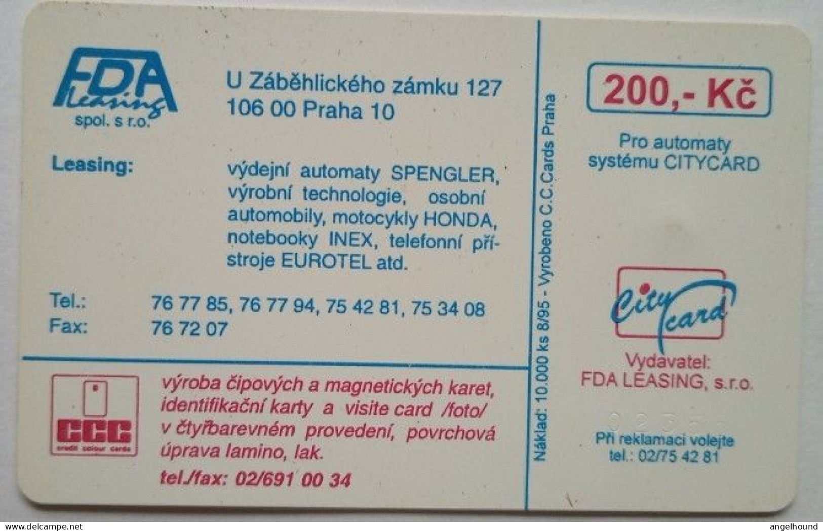 Czech Republic 200 KC City Card - Ranni Show - Tchéquie