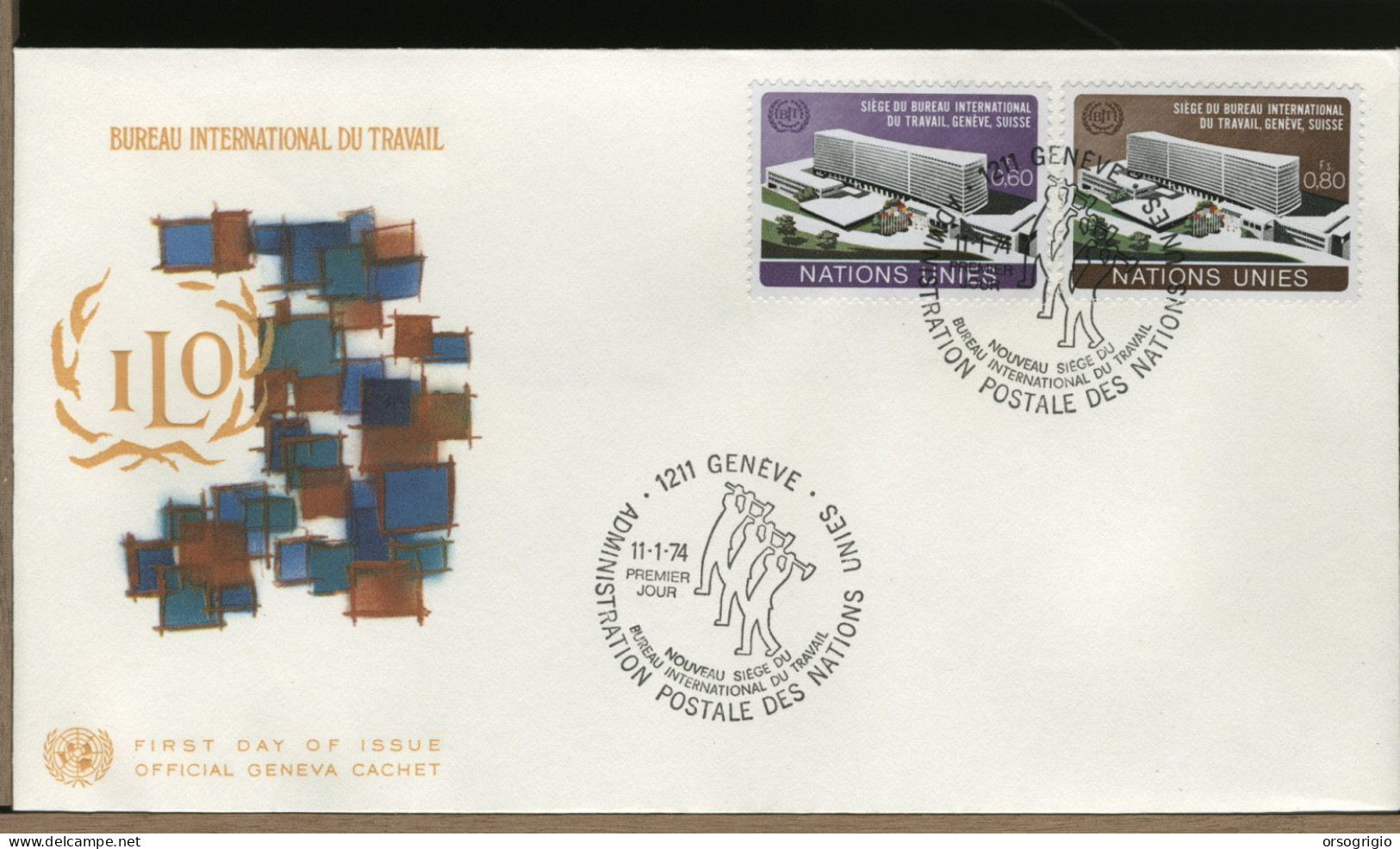 ONU - FDC 1974  TRAVAIL  LABOUR  LAVORO - FDC