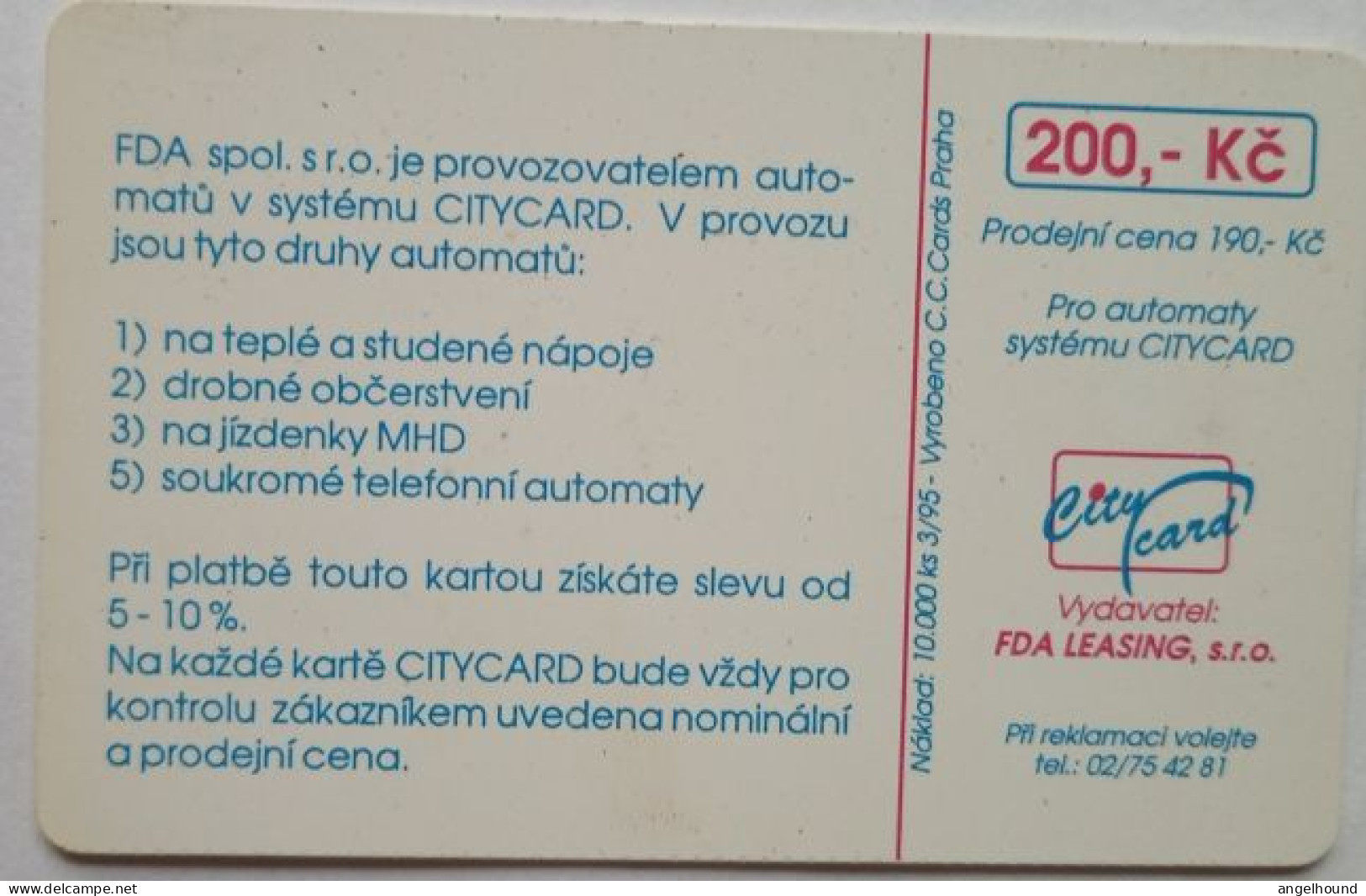 Czech Republic 200 KC City Card FDA - Coca Cola - Czech Republic