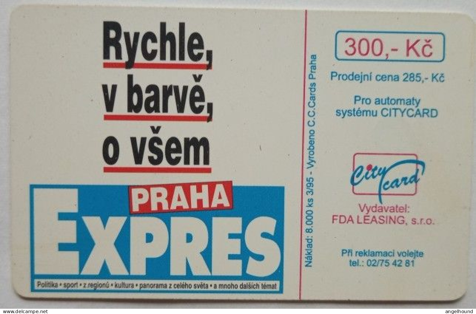 Czech Republic 300 KC FDA  City Card - Coca Cola - Tschechische Rep.