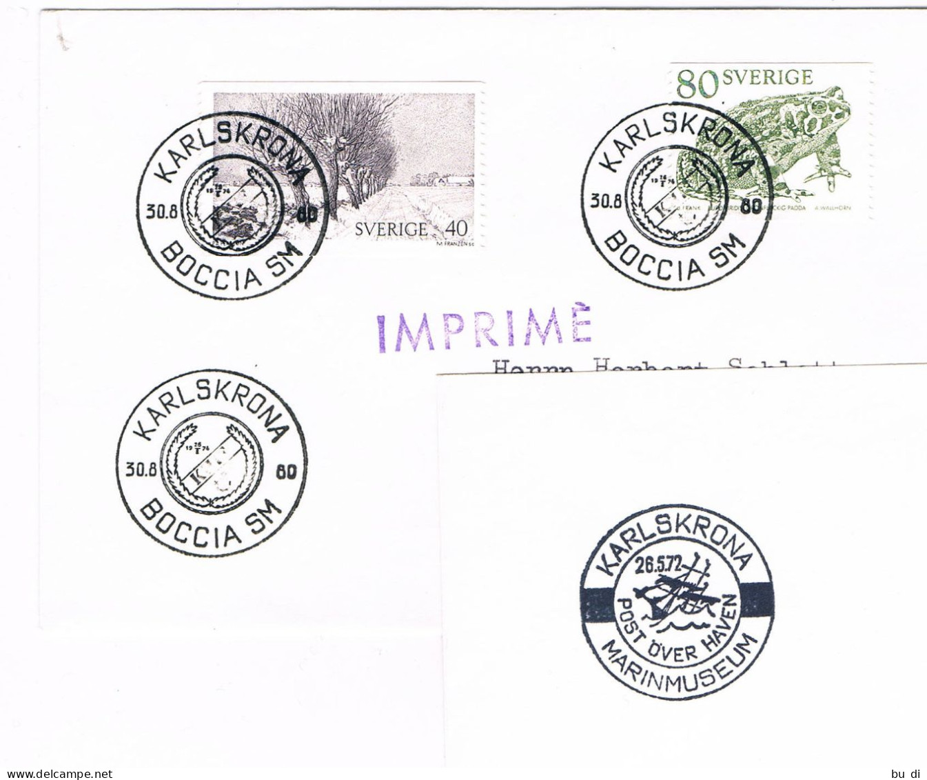 Schweden - 2 Sonderstempel Aus Karlskrona - Boccia, Marinemuseum - Storia Postale