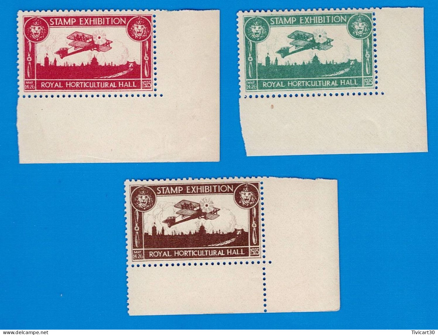 ERINNOPHILIE ROYAUME-UNI - LOT DE 3 VIGNETTES - STAMP EXHIBITION MAI 1923 AU ROYAL HORTICULTURAL HALL - AVIATION - Cinderellas