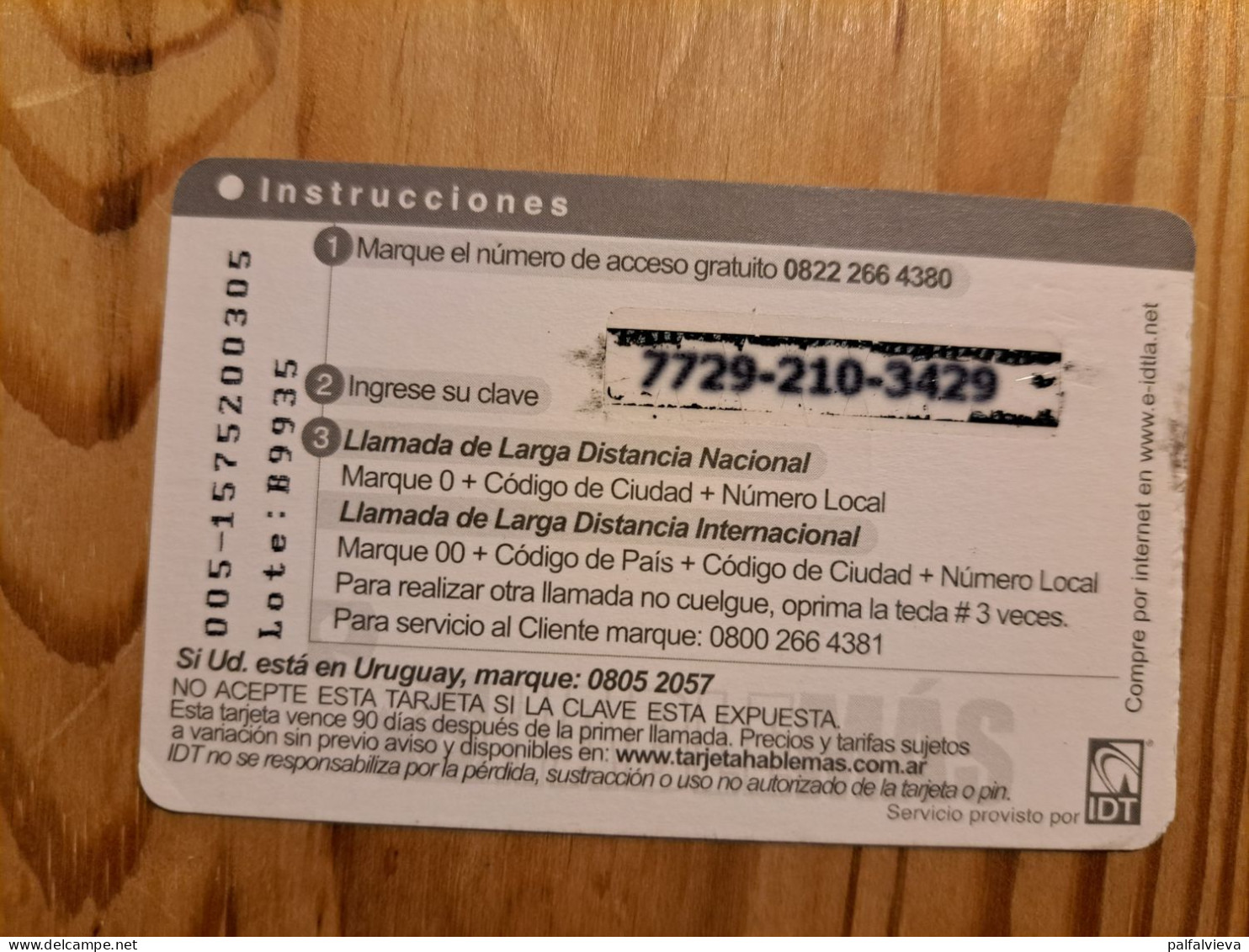 Prepaid Phonecard Argentina, IDT, Hable Más - Argentine