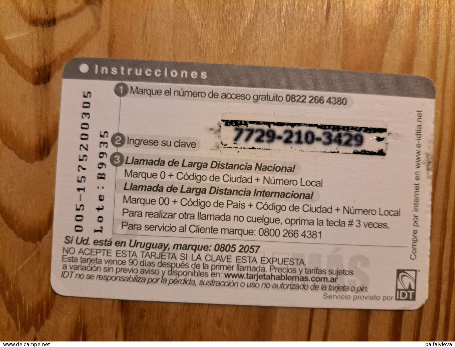 Prepaid Phonecard Argentina, IDT, Hable Más - Argentinië