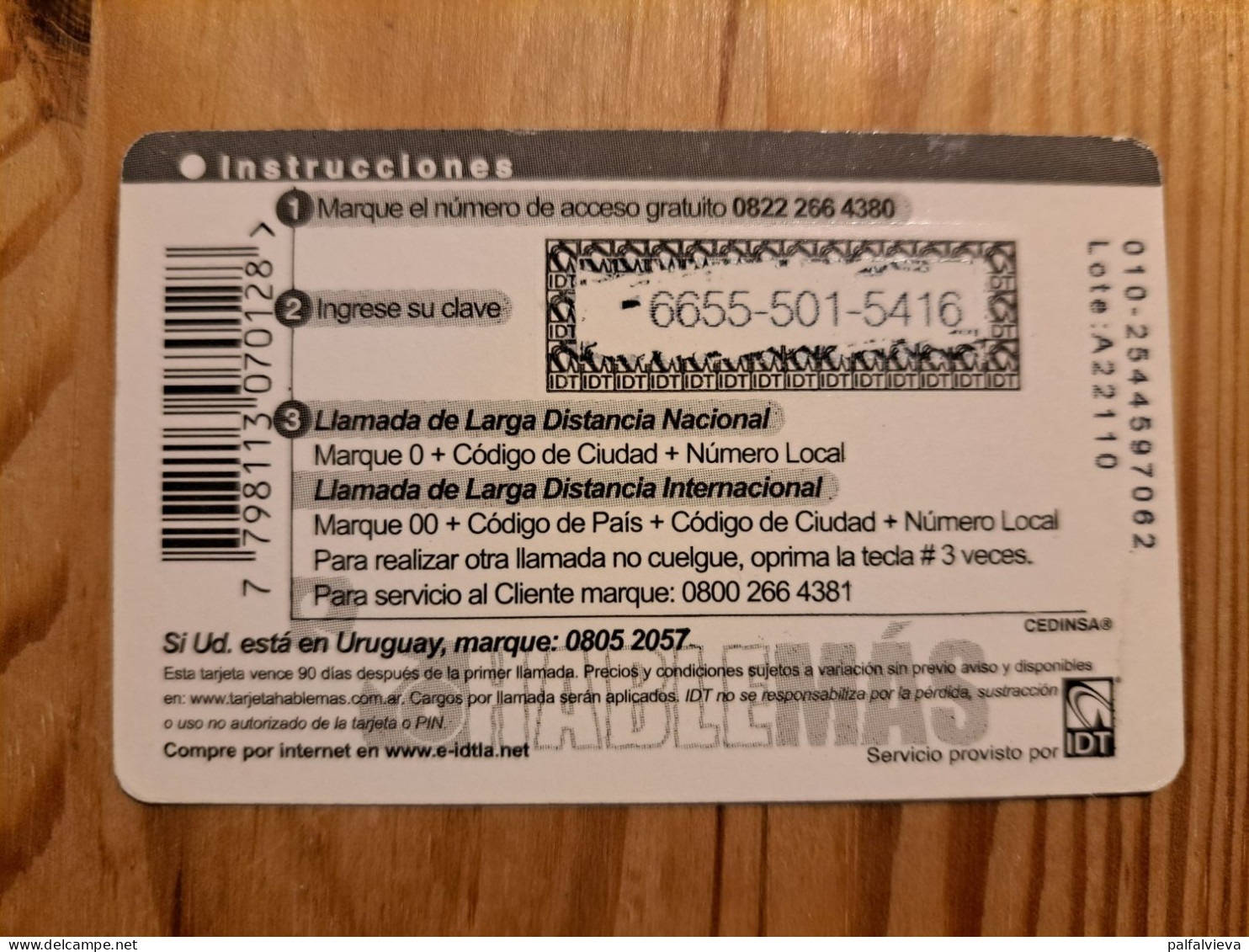 Prepaid Phonecard Argentina, IDT, Hable Más - Argentinië