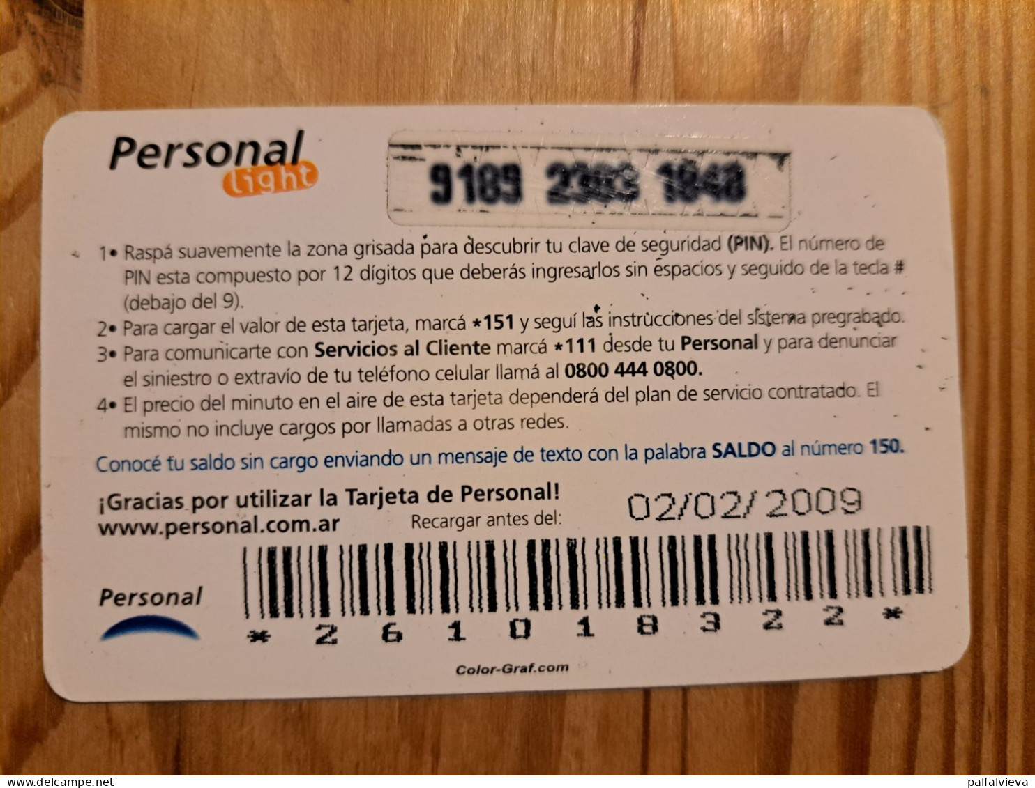 Prepaid Phonecard Argentina, Personal - Argentine