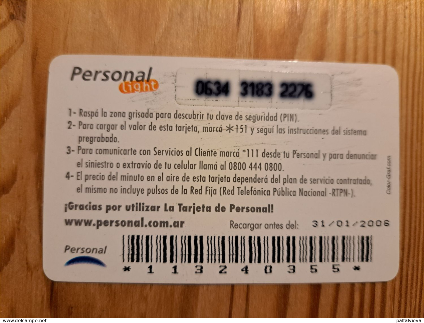 Prepaid Phonecard Argentina, Personal - Argentinië