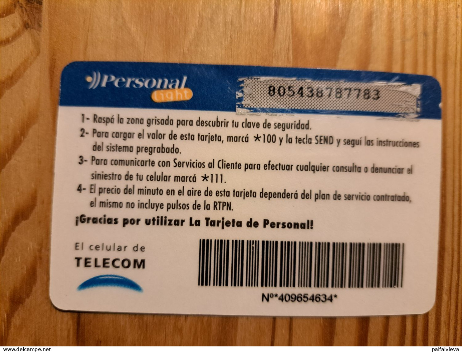 Prepaid Phonecard Argentina, Personal - Argentine