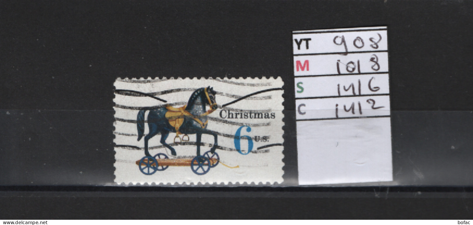 PRIX FIXE Obl  908 YT 1018 MIC 1416 SCO 1412 GIB Noël Poney Jouet 1970  Etats Unis 58A/13 - Gebraucht