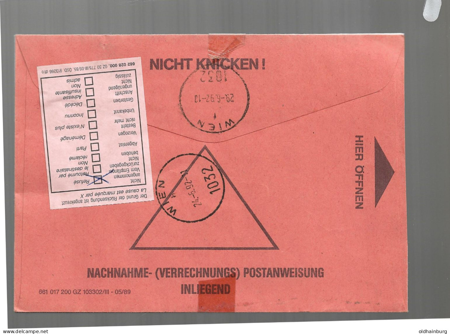 1612g: Österreich 1992, Richard Kuhn, Chemie- Nobelpreis, MeF- Frankatur Auf Nachnahmebeleg - Chemistry