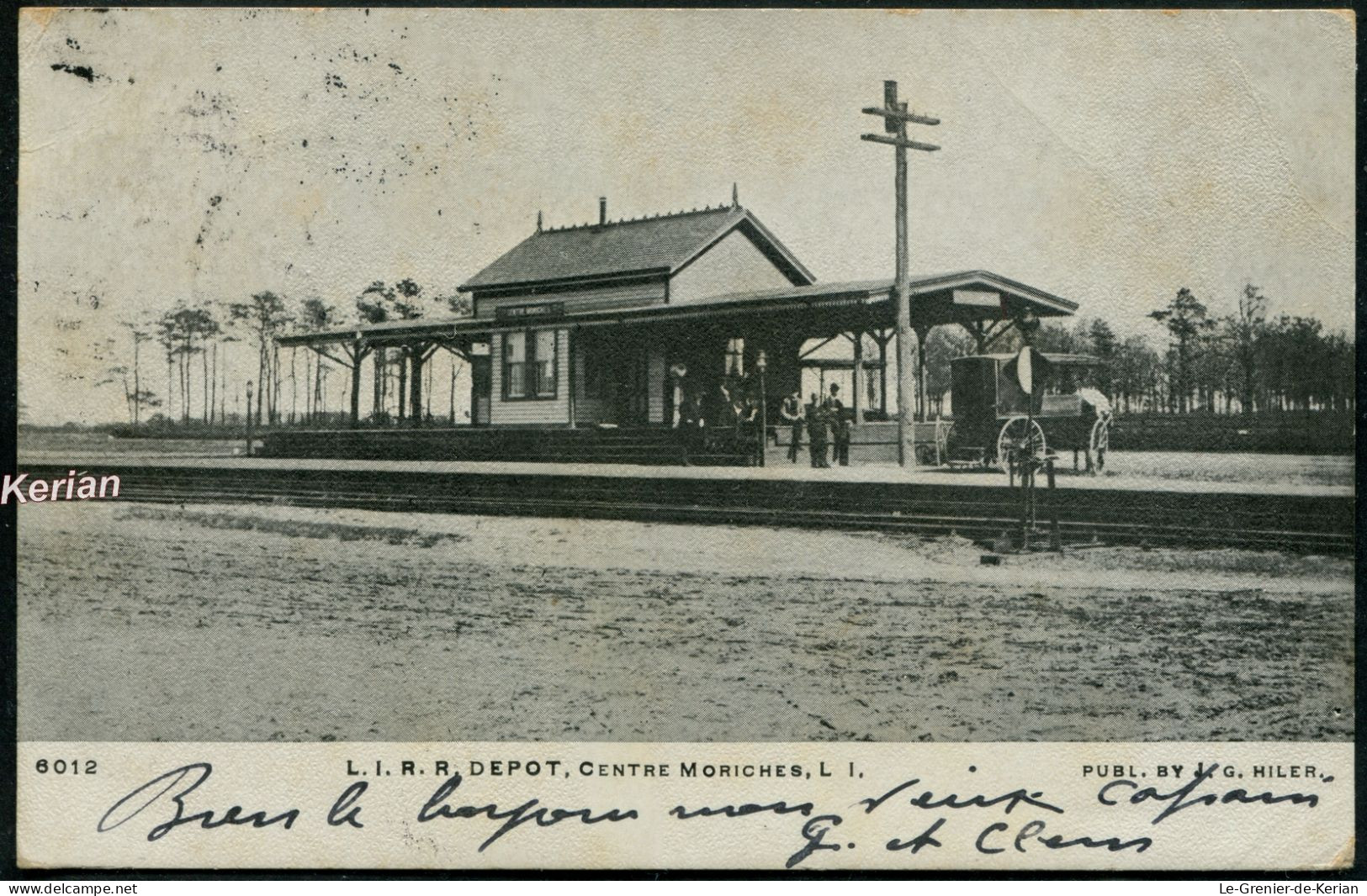 Rare - 1907 Or Before - L.I.R.R. Depot, Centre Moriches, L.I. - No. 6012 G. Hiler - See 3 Scans & Description - Long Island