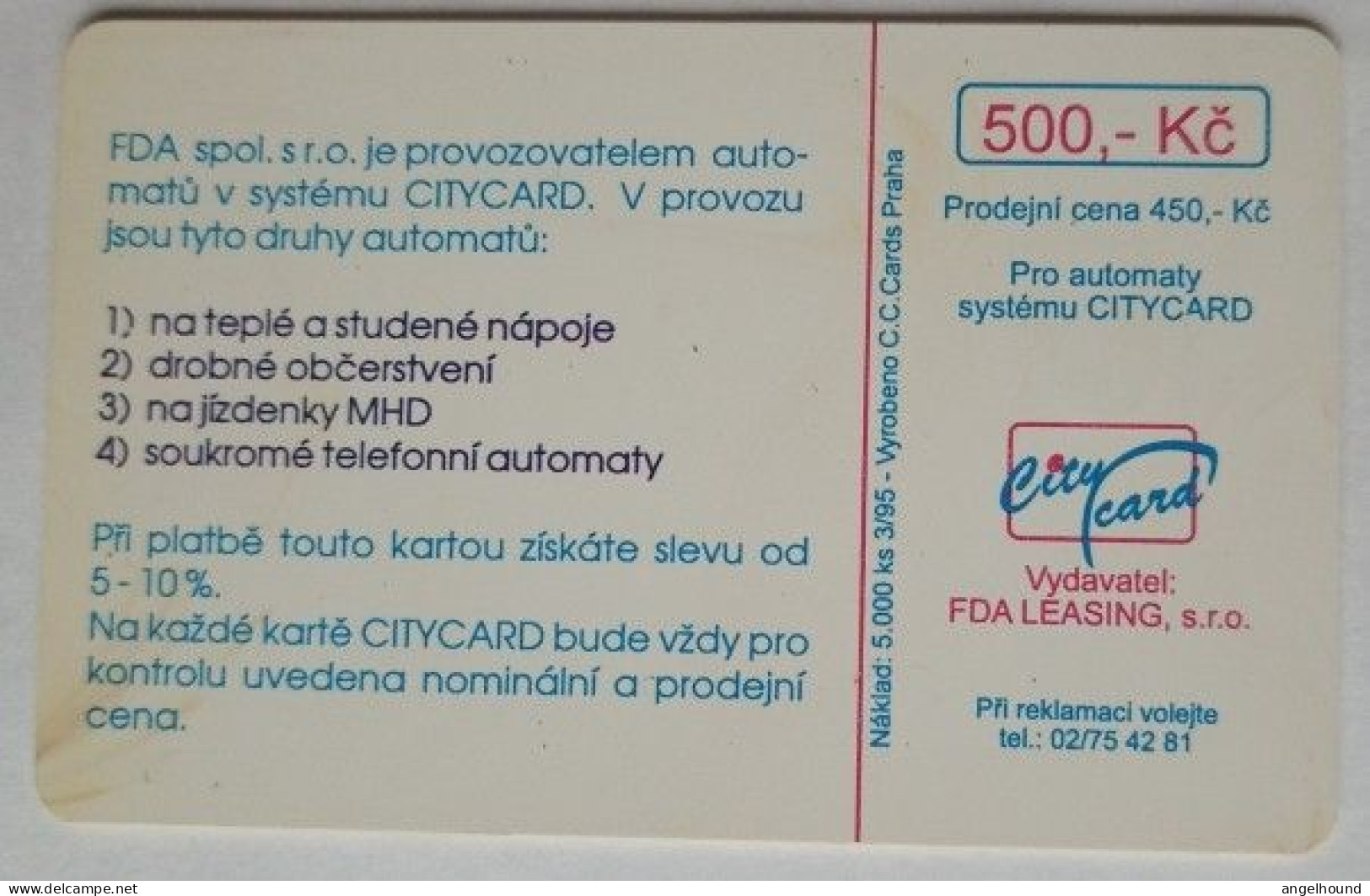 Czech Republic KC 500 City Card FDA - Coca Cola - Tschechische Rep.
