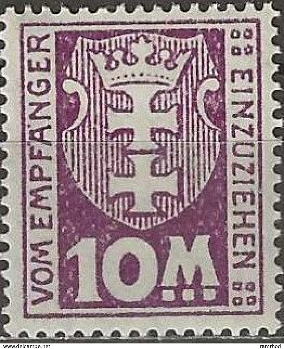 DANZIG 1921 Postage Due - 10m. - Purple MH - Segnatasse