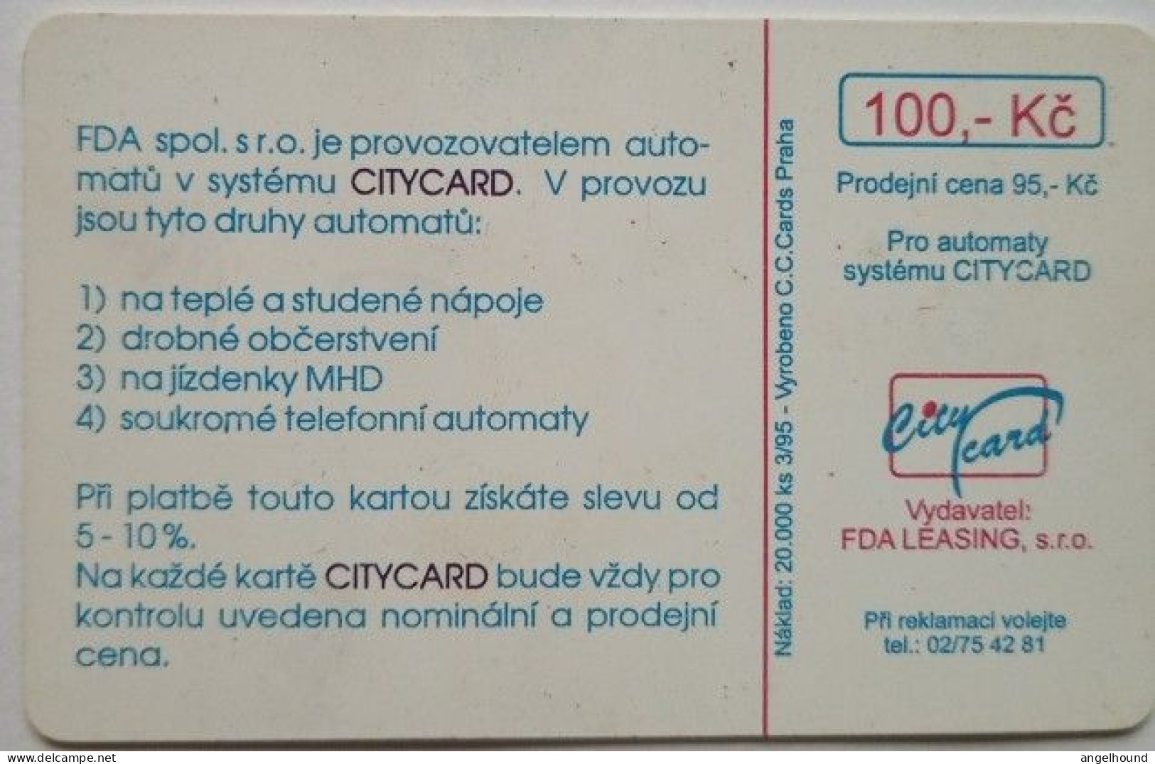 Czech Republic KC 100 FDA City Card - Coca Cola - República Checa