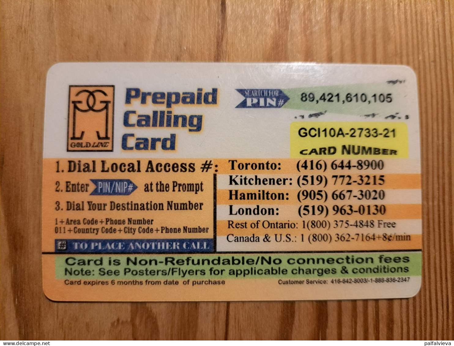 Prepaid Phonecard Canada, Gold Line, CiCi - Kanada