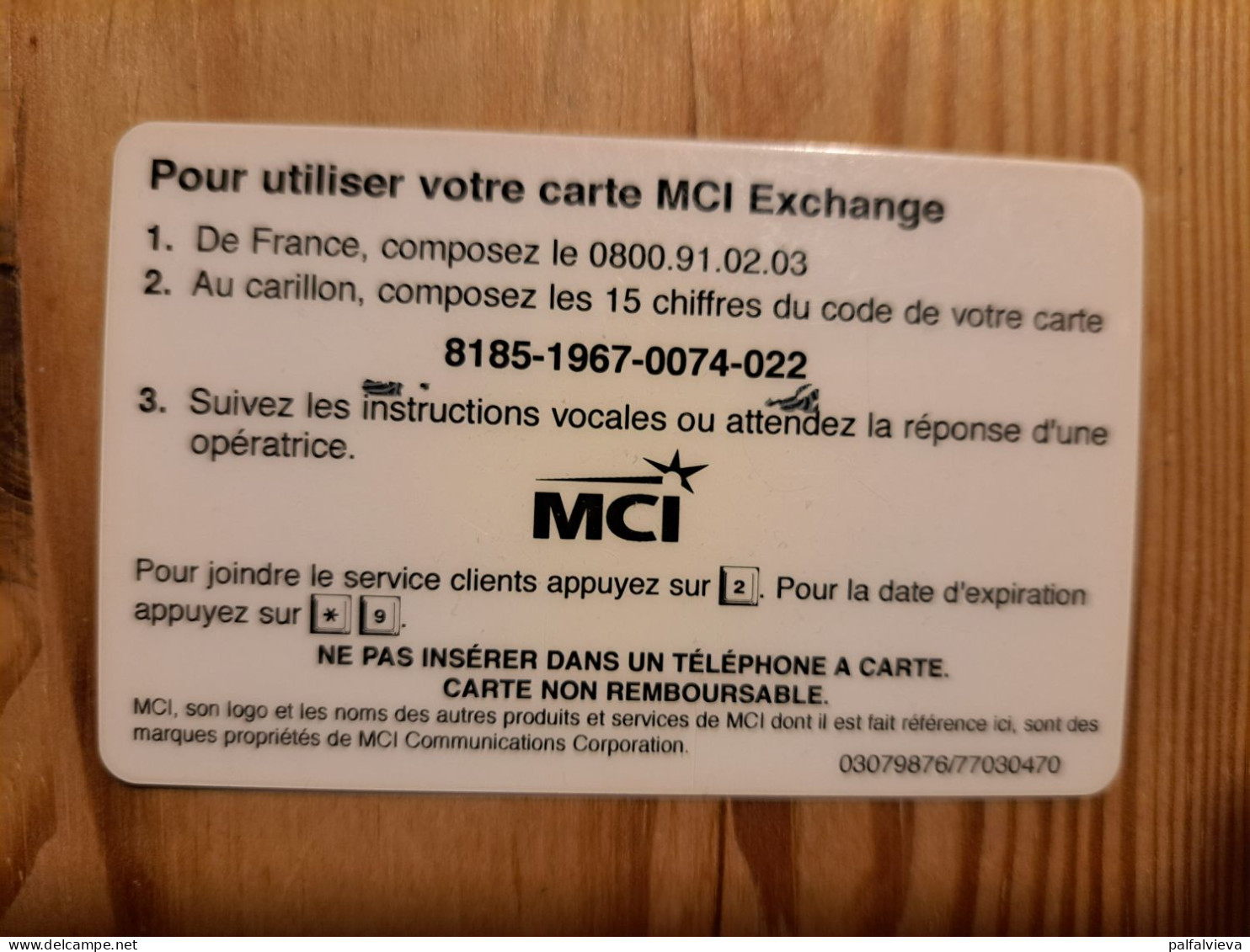 Prepaid Phonecard France, MCI - Mobicartes