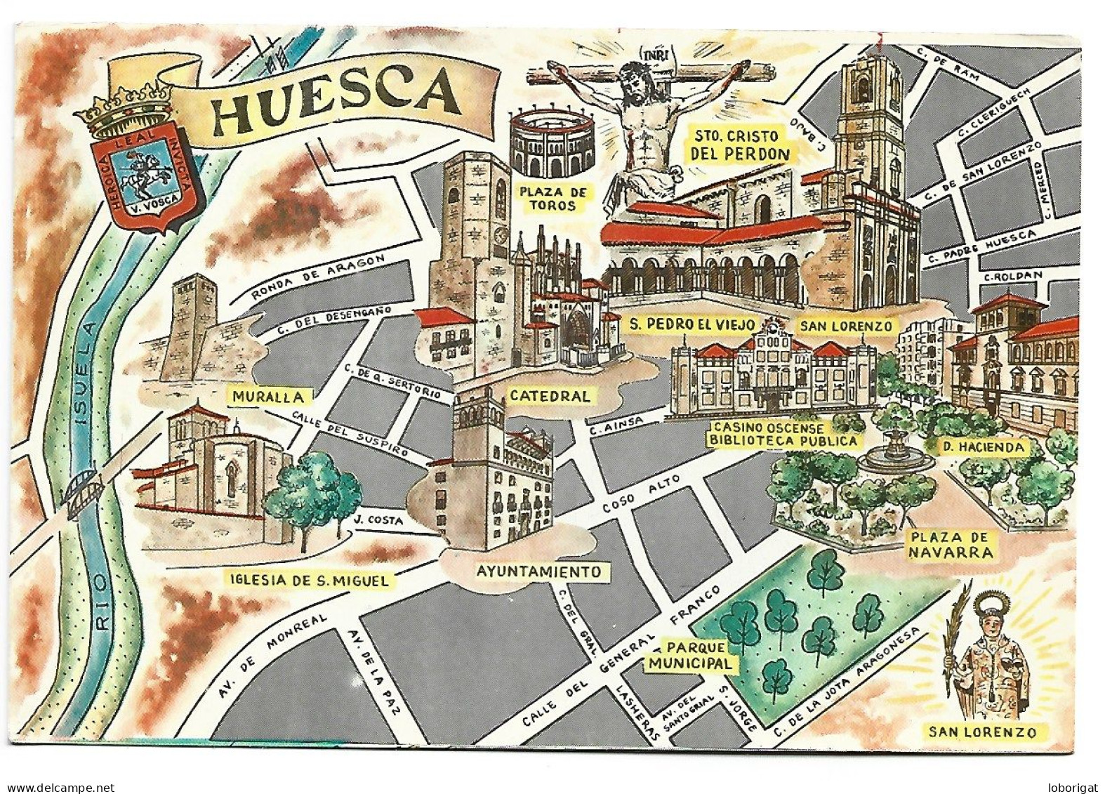 MAPA DE LA CIUDAD.-  HUESCA / ARAGON.- ( ESPAÑA). - Huesca