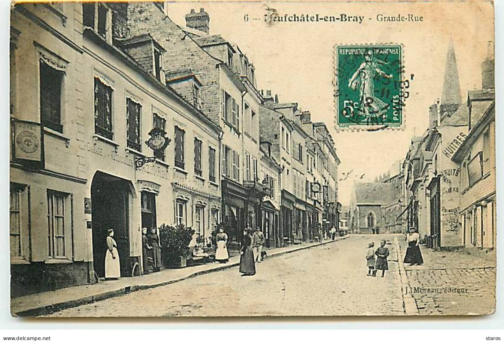 NEUFCHATEL EN BRAY - Grande Rue - Commerces, Coiffeur, Hôtel Du Grand Cerf - Neufchâtel En Bray