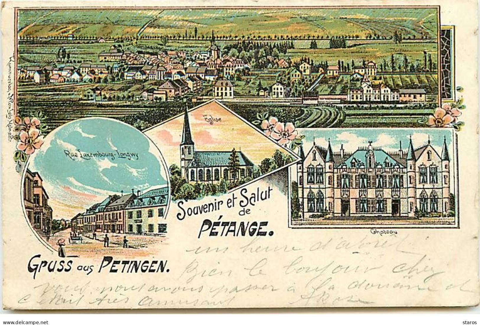 Luxembourg - Souvenir Et Salut De PETANGE - Gruss Aus Petingen - Eglise, Rue Luxembourg Longwy ... - Pétange