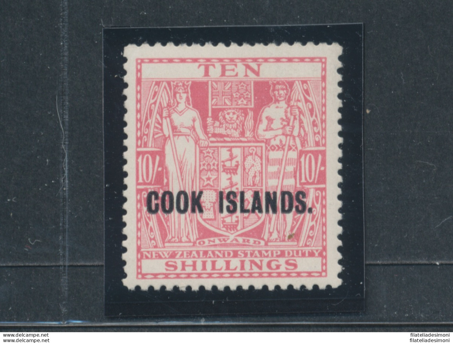 1936-44 COOK ISLANDS, Stanley Gibbons N. 123a- 10 Scellini Pale Carmine Lake - Francobollo Di New Zealand Soprastampato - Autres & Non Classés