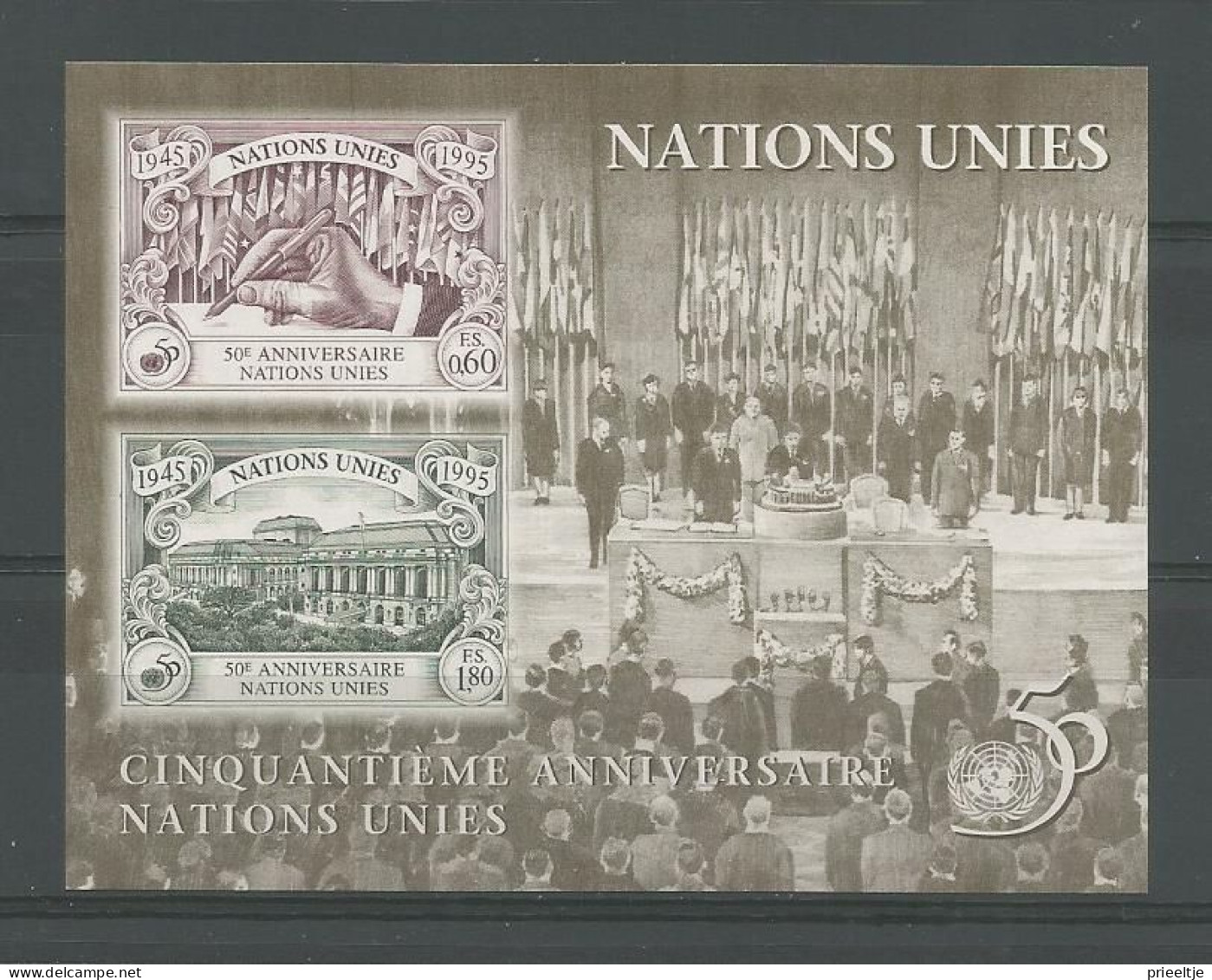 United Nations G. 1995 50th Anniv. Of U.N. S/S  Y.T. BF 7 ** - Blokken & Velletjes