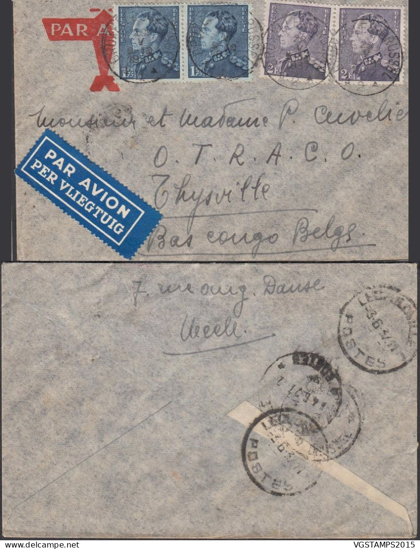 Congo Belge 1937- Lettre Par Avion De Bruxelles -Belgique Vers Thysville-Bas Congo Belge. "Poortman".  (EB) AR-01882 - Used Stamps
