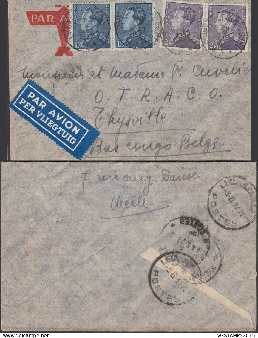 Congo Belge 1937- Lettre Par Avion De Bruxelles -Belgique Vers Thysville-Bas Congo Belge. "Poortman".  (EB) AR-01882 - Oblitérés