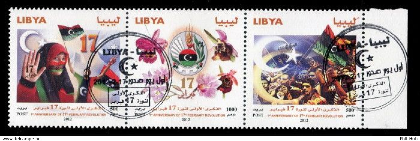 LIBYA 2012 Revolution Anniversary With Orchids (set - Fine PMK) - Libia