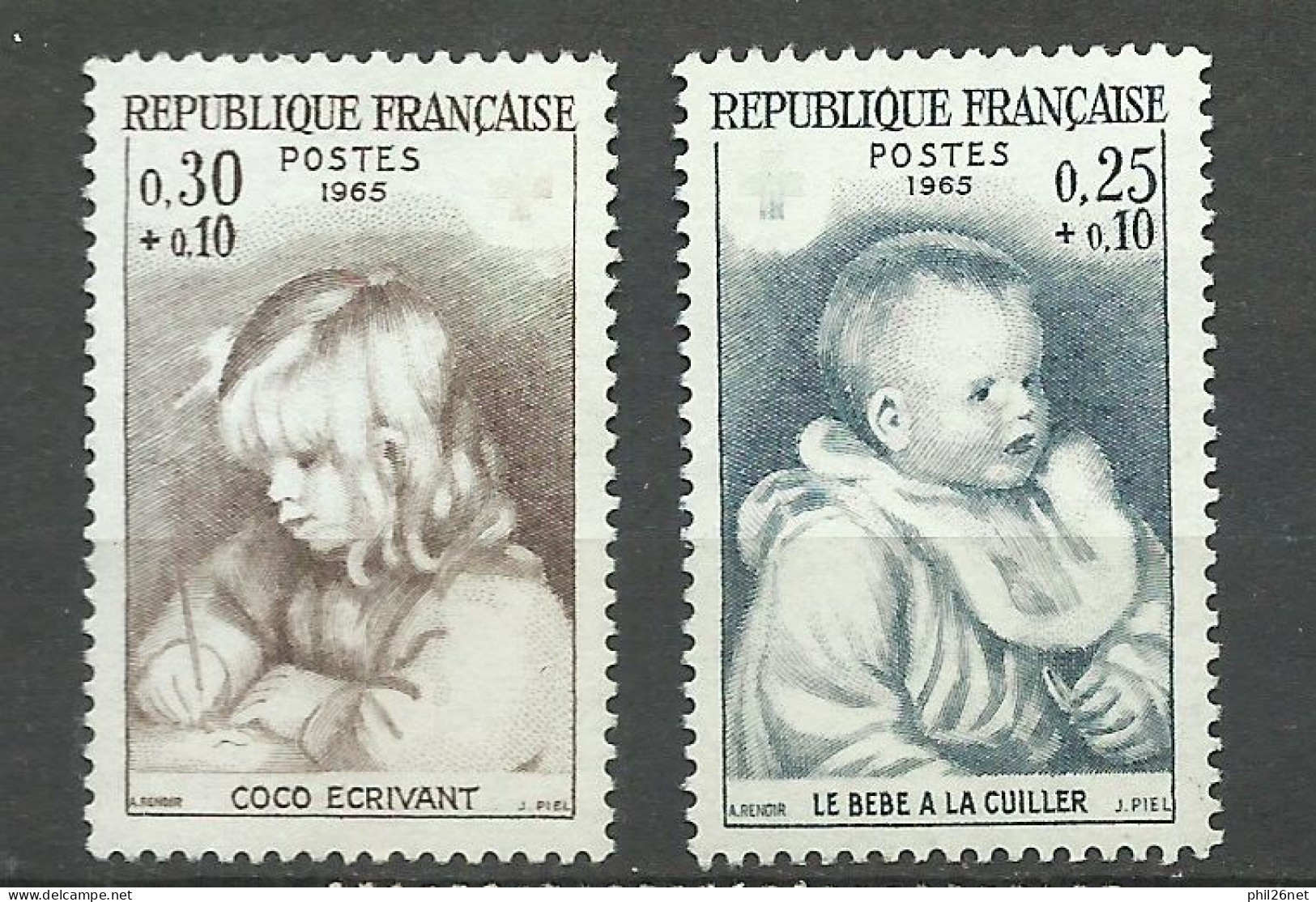 France N°1466 Et 1467 Bébé à La Cuiller/Coco écrivant Sans  Croix Rouge  Neufs  ( * )  B/TB Voir Scans B/TB Soldé ! ! ! - Ungebraucht