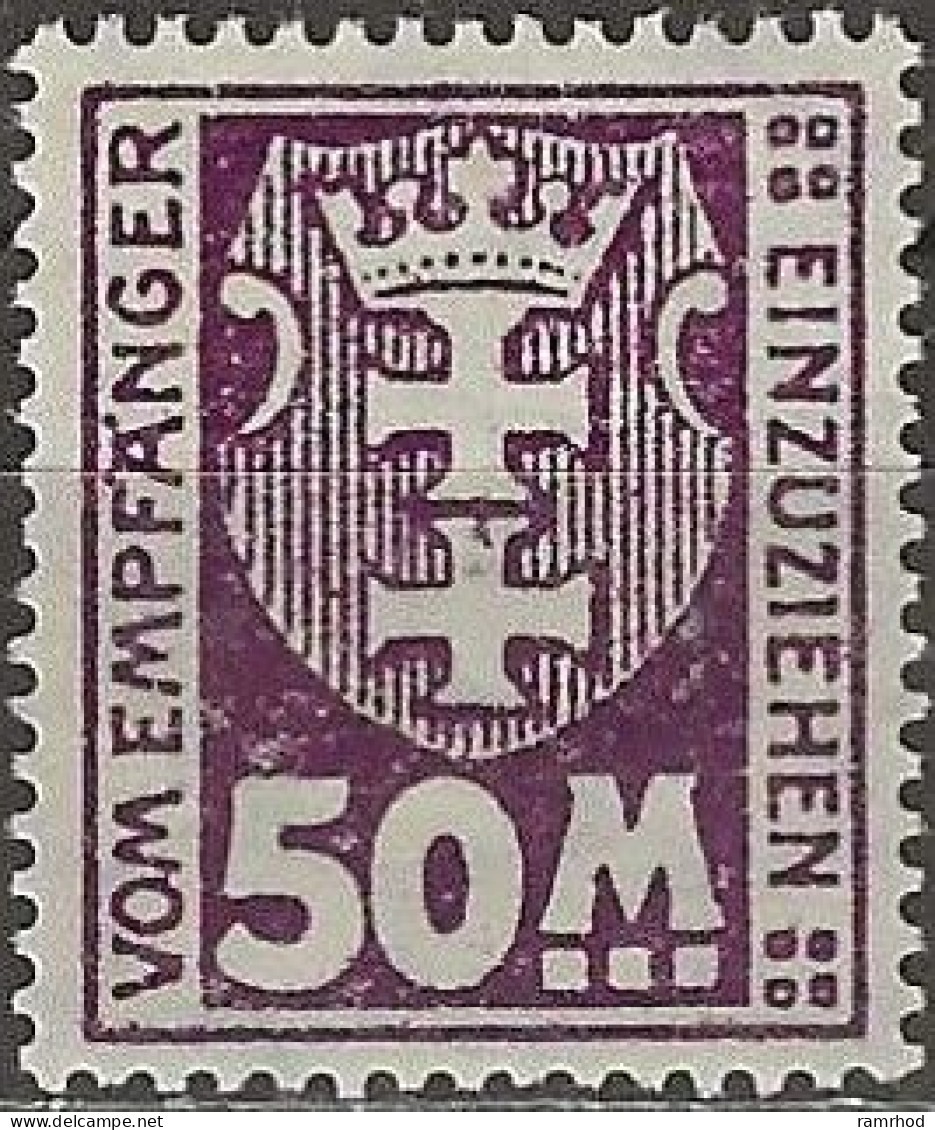 DANZIG 1921 Postage Due - 50m. - Purple MH - Portomarken